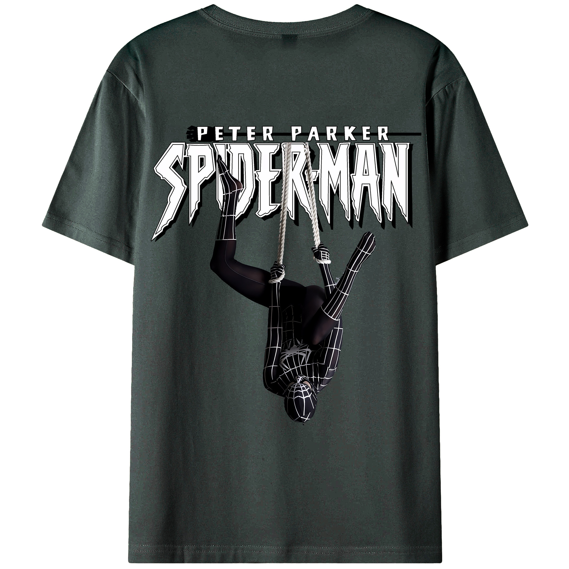 （画像用） Spider Man スパイダーマン 綿100％ メンズ半袖Tシャツ（バックプリント） 通気性